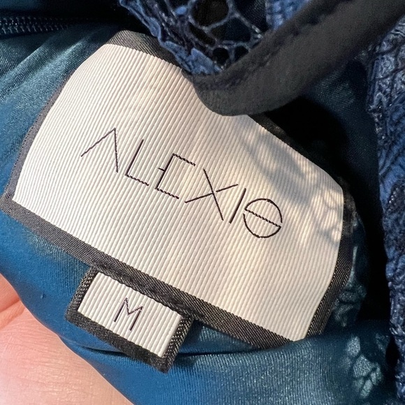 Alexis Navy Tracie Long-Sleeve Tiered Ruffled Lace Mini Dress size Medium. EUC!! - Picture 8 of 15